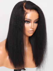 6x4.5 Pre-Cut Lace Yaki Straight Air Wig Put On And Go Glueless Wig Bouncy 150% Density