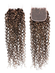 Honey Blonde Piano Highlighted Jerry Curly 4Pcs Bundles With Closure