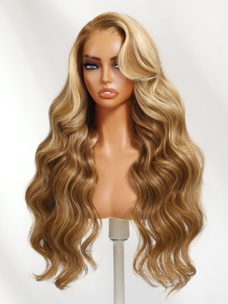 13x4/7x5 Pre-Everything Lace Front Wig Lace Loose Wave Butterscotch Highlights Brown Wig& Blonde Highlight Wig 150% Density