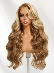13x4/7x5 Pre-Everything Lace Front Wig Lace Loose Wave Butterscotch Highlights Brown Wig& Blonde Highlight Wig 150% Density