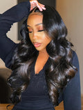 Petaluxe Body Wave Lace Part Wig 150% Density Natural Black 100% Virgin Human Hair Wigs For Women