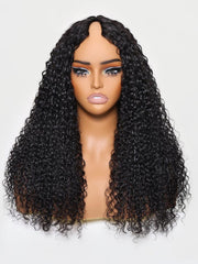 EasiContour? V Part Minimal Glueless Curly Glueless Wig With Invisi Drawstring 100% Human Hair 150% Density Super Secure