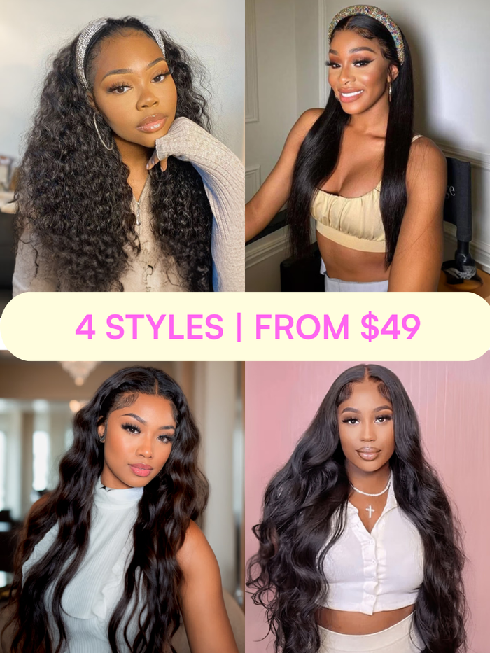 Petaluxe Price From $49: Headband Wig | 250% Density 6x4.5 Lace Wig | 4x4 Lace Closure Wig