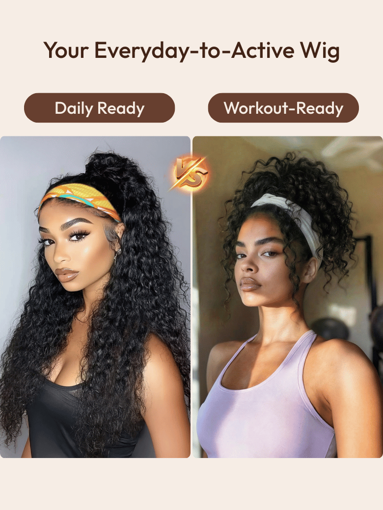 Headband Wig Water Wave Glueless for Healthcare Workers | Comfortable, Secure, and Effortless All-Day Wear for Busy Shifts