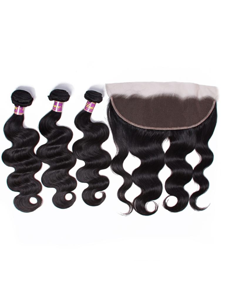 Body Wave 13x6 Lace Frontal with 3 Bundles Human Hair