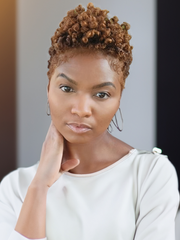 Short Afro Beginner Friendly Glueless Wig With Honey Blonde Highlights