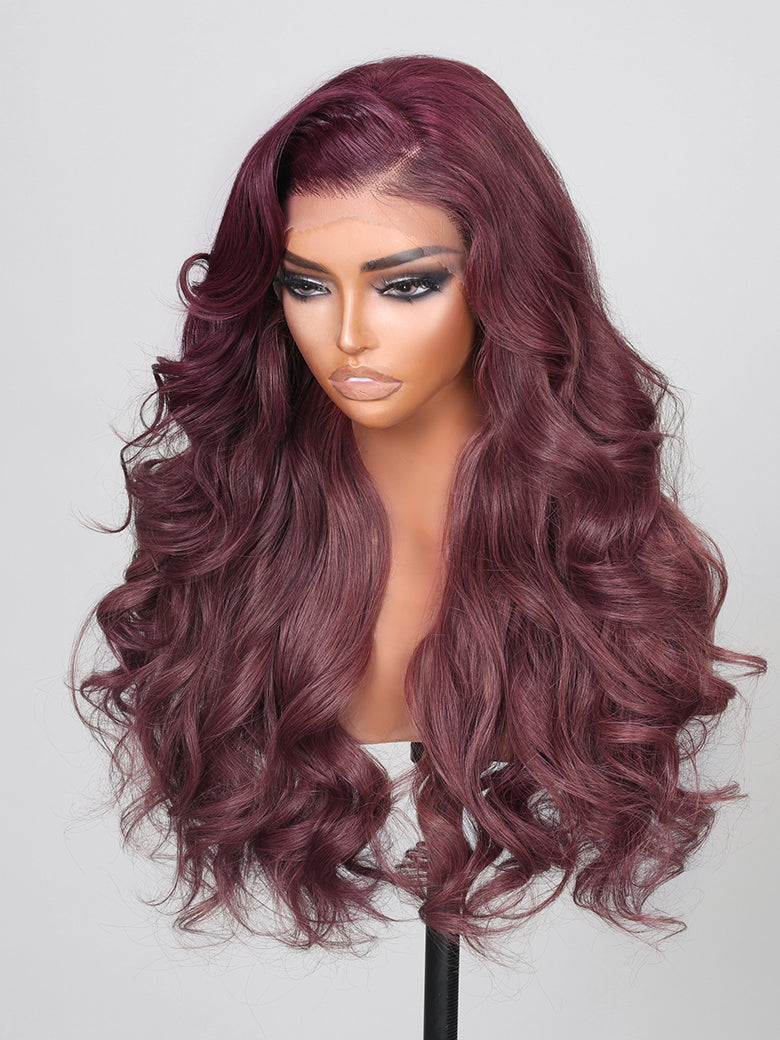 [24"=$169] 13x4 Lace Front Reddish Purple Side Part Body Wave Wig