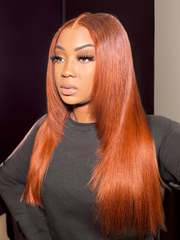 [24''=$99] Burnt Orange 13x4 Lace Front Wig 200% Density With Butterfly Wolf Layered Cut