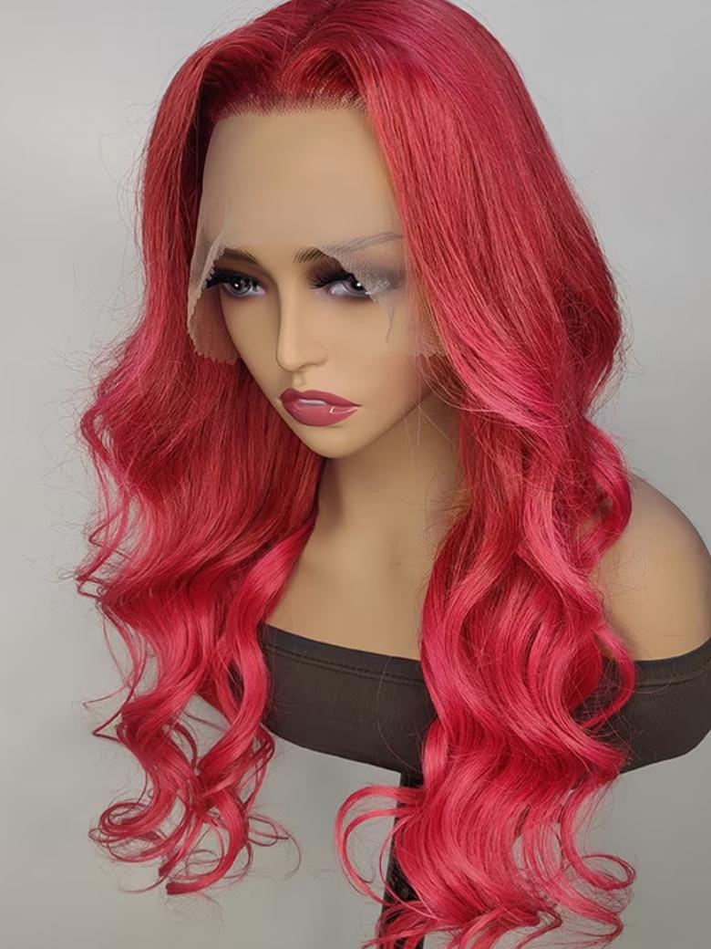 [24"=$169] Bubblegum Pink 13x4 Lace Front Wig Loose Wave 150% Density