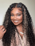Petaluxe Bye Bye Knots Wig 7x5 Glueless Lace Black With Blonde Highlights Kinky Curly Bleached Knots Wig 150% Density