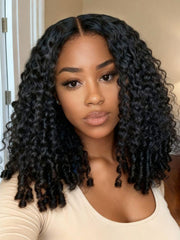 Mixed Texture Bye-Bye Knots? 7x5 Lace Natural Black Jerry Curly Wig with Defined Finger Coil Ends