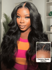 24'' Body Wave Beginner Friendly V Part Wig 30 Seconds Quick Install Natural Black No Glue