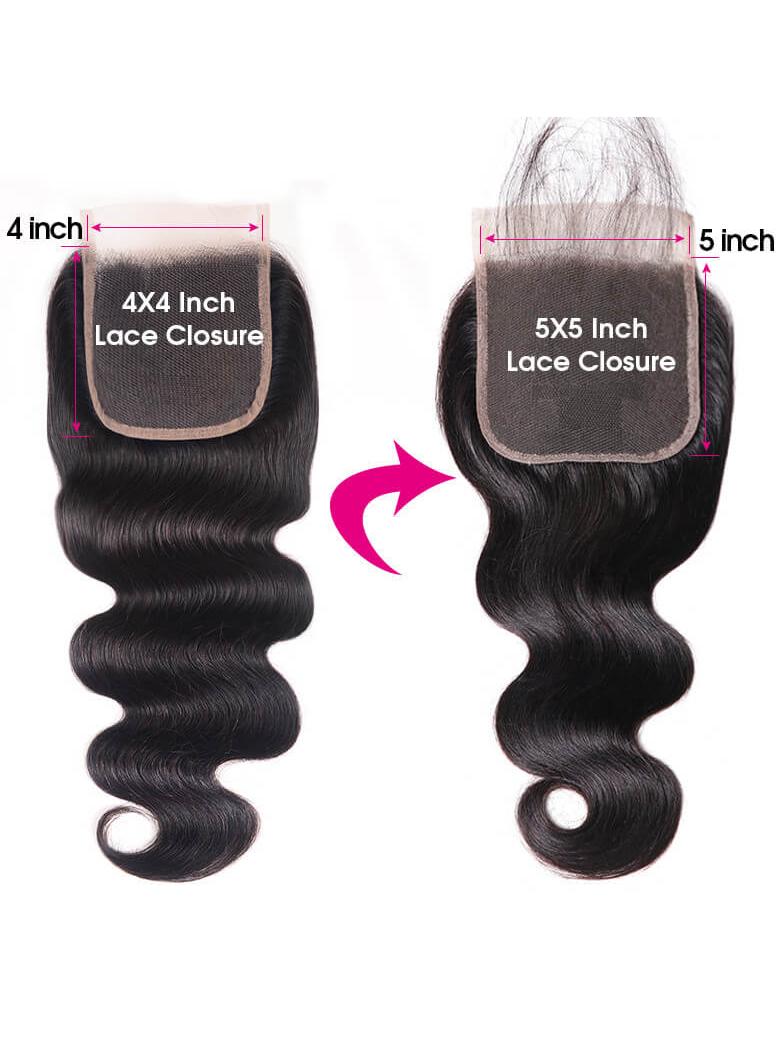 Body Wave 5x5 Lace Closure with 4 Bundles Human Hair