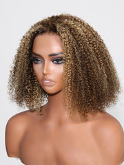 13x4 Lace Front Honey Blonde Kinky Curly Bob Wig