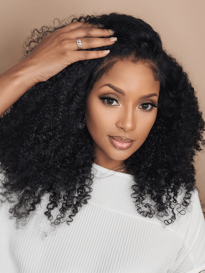 Petaluxe 4C Curly Baby Hair 13x4 Transparent Lace Front Kinky Curly Wig Breathable & Durable