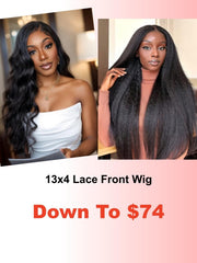 [26"=$129] Realistic Pre Plucked Kinky Straight Glueless 13x4 Lace Front Wig Virgin Human Hair