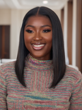 Petaluxe Put On And Go 6x4.5 Pre-Cut Lace Natural Black Glueless Bob Air Wig