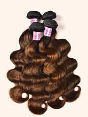 1B/30 Brown Ombre 4Pcs Hair Bundles With Lace Closure