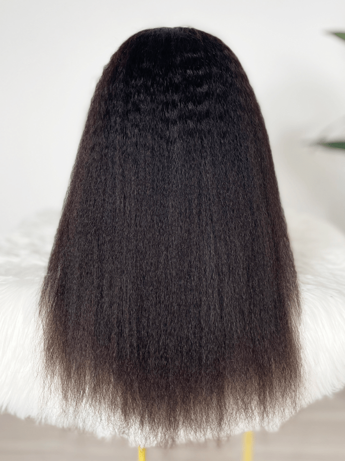 [Plus+ Exclusive] Kinky Straight Hair Thinnest Glueless Invisible 5x5 HD Lace Wig 180% High Density Pre Plucked