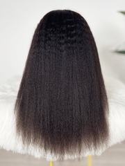 [Plus+ Exclusive] Kinky Straight Hair Thinnest Glueless Invisible 5x5 HD Lace Wig 180% High Density Pre Plucked