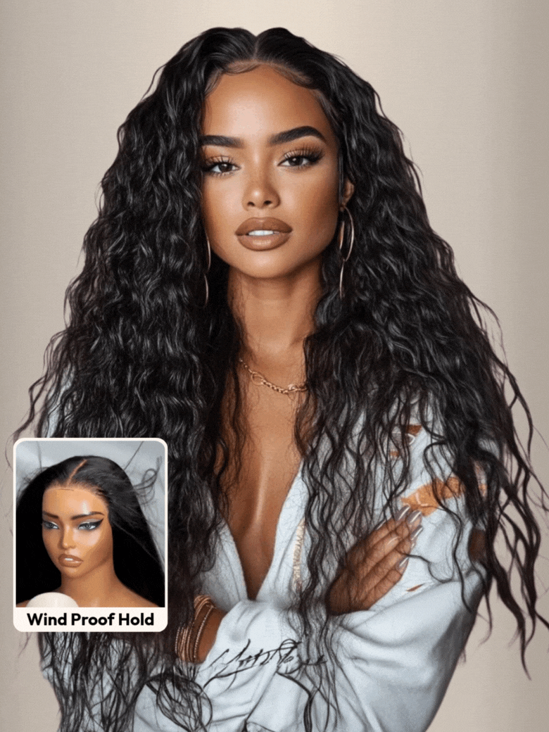 7x5 Bye-Bye Knots? Wig Quick Glueless & HD Lace Wet & Wavy Water Wave Invisible Knots With Invisi Drawstring With Baby Hair