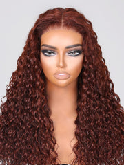 Bye-Bye Knots Wig 7x5 Lace Reddish Brown And Natural Color Water Wave Wig