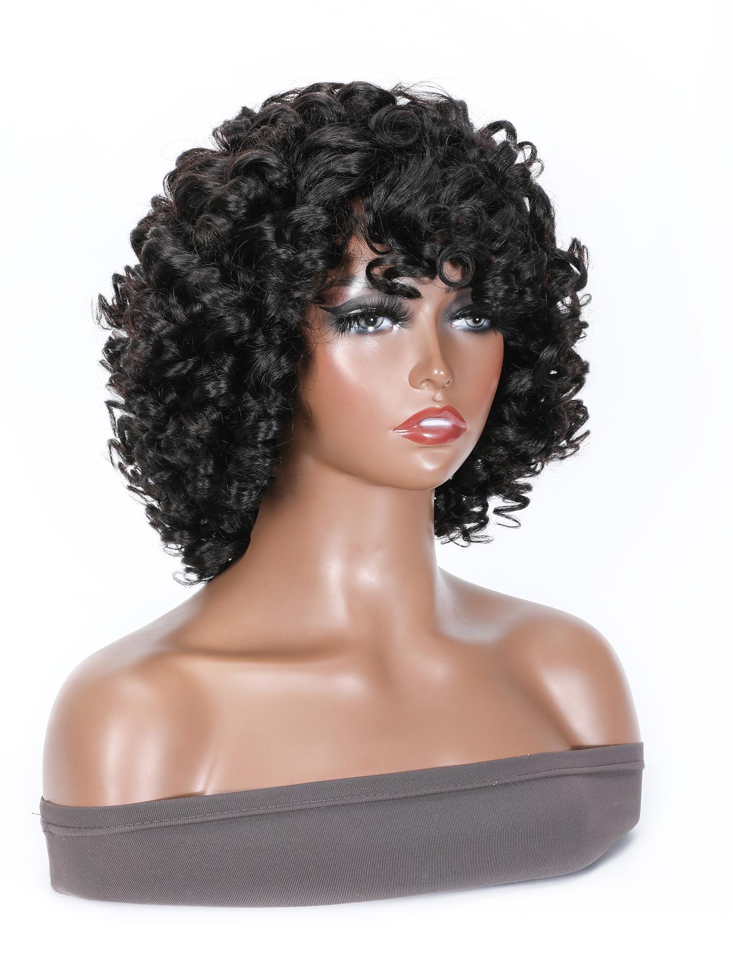 Gorgeous Loose Bouncy Curly Glueless Wig Short Bob Style For Women 10 Inch