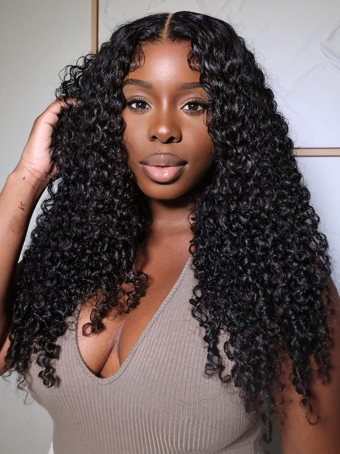 Petaluxe [24 Inch | 200% Density=$149] 13x4 Transparent Lace 4C Baby Hair Curly Black Natural Wig