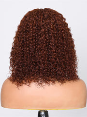 Put On And Go 6x4.5 Glueless Lace Bouncy Jerry Curly Reddish Brown Air Wig