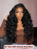 Petaluxe From 22"13x4 Lace Front Deep Wave Wig& 13x4 Inner Buckle Straight Layered Haircut Lace Front Pre Plucked Natural Hair Wigs
