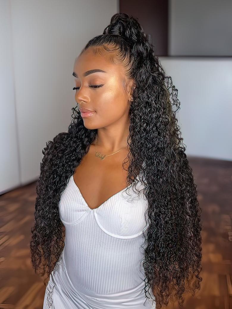 Hair Latest Fabulous Charming Middle Part Water Wave Lace Front Wigs 100% Human Hair