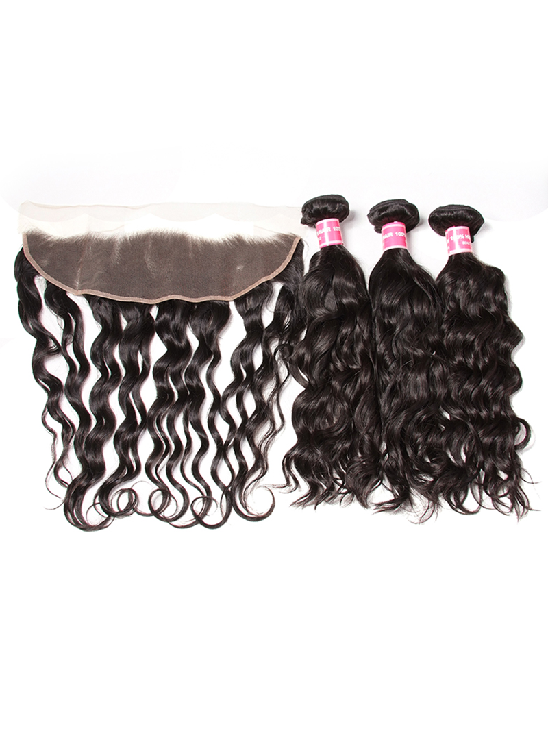 Hair 3 Bundles Natural Wave Hair With 13x4 Lace Frontal