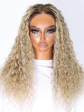 Petaluxe 13x4 Lace Front Glossy Blonde With Silver Highlight Water Wave Wig