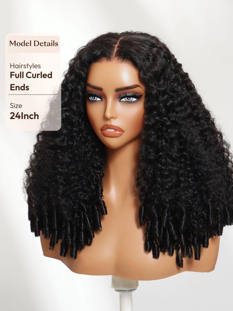 Bye-Bye Knots? 7x5 Lace Natural Black Jerry Curly Drawstring Wig with Defined Finger Coil Ends