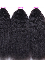 3 Bundles Kinky Straight Hair 100% Human Virgin Hair