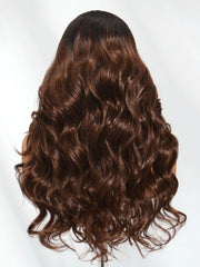 13x4 Pre-Everything? Lace Frontal Auburn Brown Loose Wave Wig with Invisi Drawstring & Face Framing Layers
