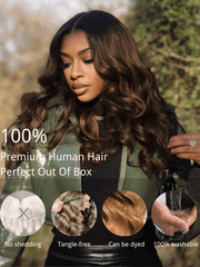 7x5 Bye Bye Knots? Wig Glueless Lace Balayage Highlight Body Wave Drawstring Curtain Bangs Wig