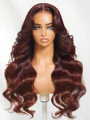 13x4 Pre-Everything? Lace Frontal Mahogany Brown Loose Wave Wig With Face Framing Layers