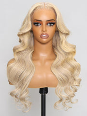 13x4 Pre Done Everything Lace Front Body Wave Ash Blonde Summer Color 150% Density