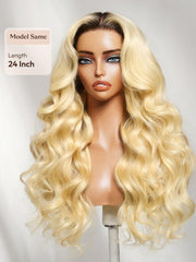 13x4 Bye Bye Slip? Lace Frontal Caramel Brown with Honey Blonde Highlights Glueless Side Part Bob Wig