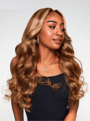 13x4 Lace Frontal Honey Blonde Highlights Body Wave Pre-Everything Wig