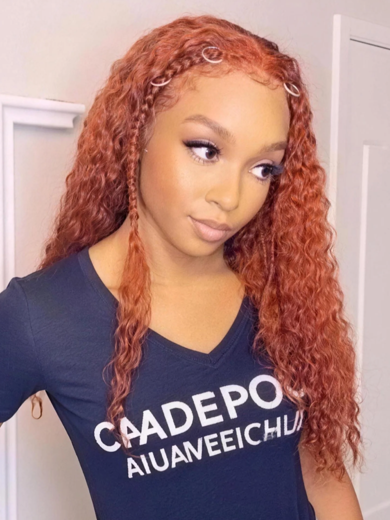 [Flash Sale] 4x0.75 Lace Part 150% Density Ginger Color Jerry Curly Human Hair Wig