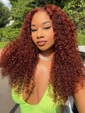 Petaluxe [From 20"] Super Secure 13x4 Pre-Everything Wig Reddish Brown Jerry Curly Giving Warmth And Bounce Beauty
