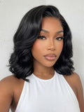 Petaluxe 7x5 Bye Bye Slip? Lace Black Glueless Flipped Bob Drawstring Wig with Side Part Bangs