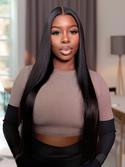Flash Deal Magic Dry Straight & Wet Curly Wig 2 Styles in 1 V Part Curly Human Hair Black Wig