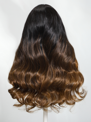 Invisi Drawstring EasiContour? V Part Black to Chestnut Brown Ombre Body Wave Wig