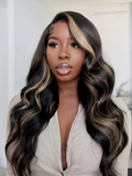 Petaluxe 13x4 Lace Front Blonde Highlights On Dark Hair Body Wave / Straight Wig Realistic & Durable