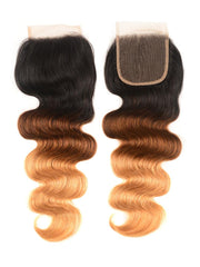 Hair Icenu Series Hair T1B/4/27 Ombre 4 Bundles Body Wave With Free Part Closure Virgin Human Hair Weave
