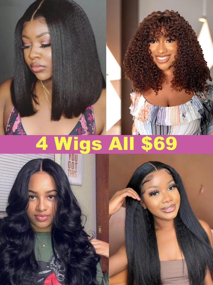 Petaluxe [$69-$135] 13x4/ 7x5 byebye knots/ 6x4.5 pre cut/ Pre-Bleached/ Pre-Plucked Lace Wigs & body wave V part Wigs  150%-Density