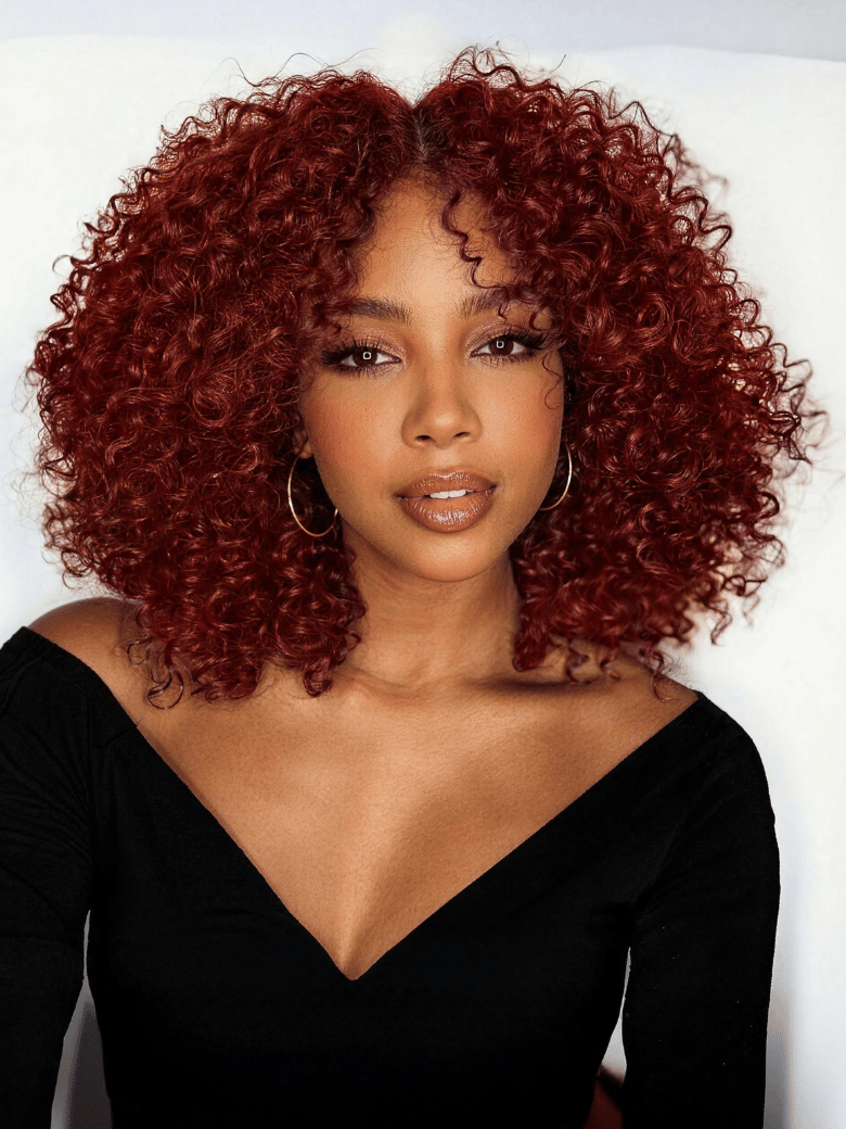7x5 Bye-Bye Knots? Wig Glueless Lace Sunset Jerry Curly for Reddish Brown Drawstring Wig With Bleached Knots